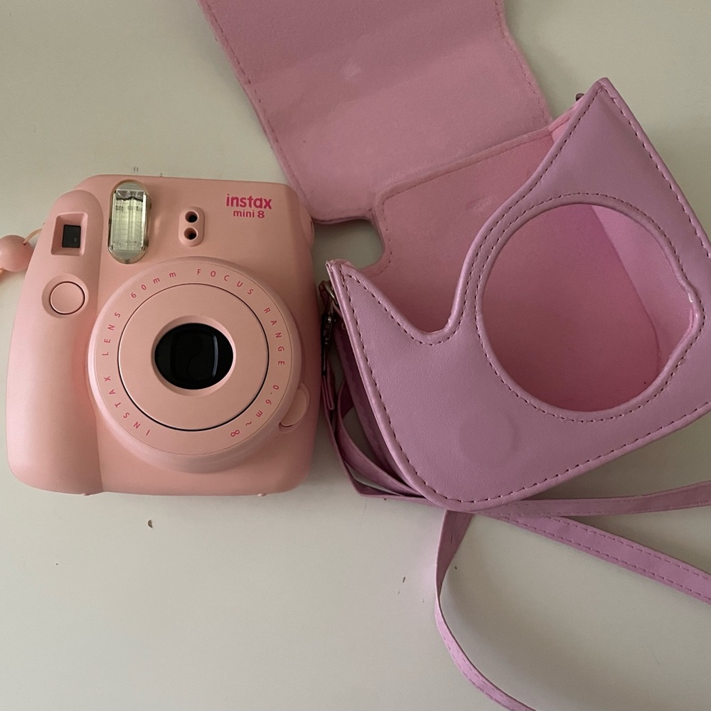 FUJIFILM instax mini 8 pink polaroid camera with case and film